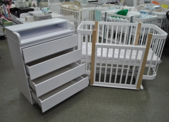 Комплект мебели Babymax Кроватка Миа и Комод-80 Бело-буковый - Фото 1