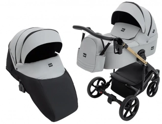 Коляска 2 в 1 Bair Onyx ECO OE-14, екошкіра Світло-сірий - Фото 1