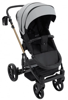 Коляска 2 в 1 Bair Onyx ECO OE-14, екошкіра Світло-сірий - Фото 2