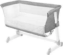 Кроватка приставная Lionelo Theo Concrete/Светло-серый - Фото 2