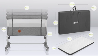 Кроватка приставная 3 в 1 Lionelo Aurora Gray Concrete/Серый - Фото 15