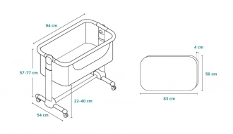 Кроватка приставная Lionelo Leonie Grey Stone/Серый - Фото 2