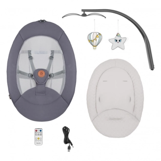 Шезлонг качалка Lionelo Rina Grey Concrete Серый - Фото 10