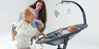 Шезлонг качалка Lionelo Rina Grey Concrete Серый - Фото 15