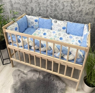 Комплект постельный Ведмедик Космос 6 предметов, косичка-стеганый Голубой - Фото 1