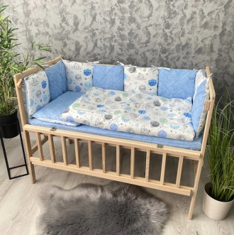 Комплект постельный Ведмедик Космос 6 предметов, косичка-стеганый Голубой - Фото 2