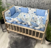 Комплект постельный Ведмедик Космос 6 предметов, косичка-стеганый Голубой