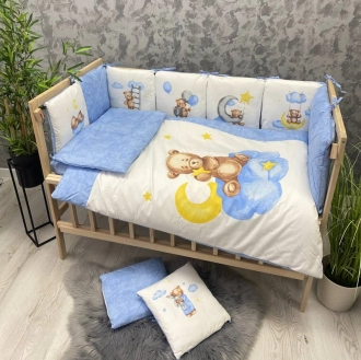 Комплект постельный Ведмедик Друг медвежонок 6 предметов, стеганый Голубой - Фото 1