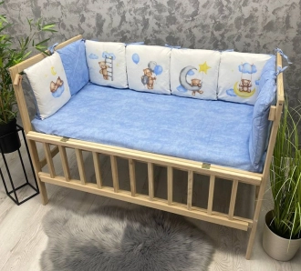 Комплект постельный Ведмедик Друг медвежонок 6 предметов, стеганый Голубой - Фото 2