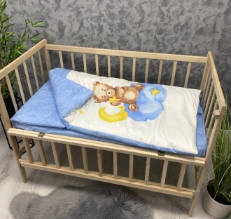 Комплект постельный Ведмедик Друг медвежонок 6 предметов, стеганый Голубой - Фото 3