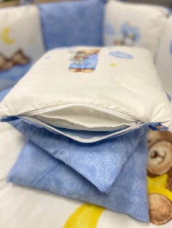 Комплект постельный Ведмедик Друг медвежонок 6 предметов, стеганый Голубой - Фото 6