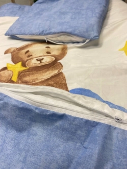 Комплект постельный Ведмедик Друг медвежонок 6 предметов, стеганый Голубой - Фото 7