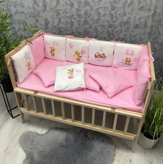 Комплект постельный Ведмедик Друг медвежонок 6 предметов, стеганый Розовый - Фото 1