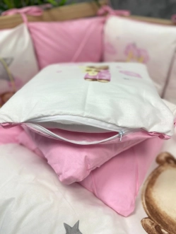 Комплект постельный Ведмедик Друг медвежонок 6 предметов, стеганый Розовый - Фото 6