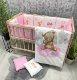 Комплект постельный Ведмедик Друг медвежонок 6 предметов, стеганый Розовый