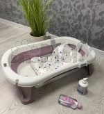 Ванночка складная детская El Camino ME 1151 PLUS Lilac с термометром и вкладышем Розовый