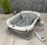 Ванночка складная детская El Camino ME 1151 PLUS с термометром, вкладышем 80 см Gray/Серый