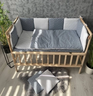 Комплект постельный Ведмедик Звездопад 6 предметов, косичка пике Серый - Фото 7