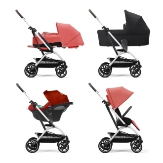 Прогулочная коляска - Cybex Eezy S Twist plus 2 Silver Hibiscus Red (Корраловый) - Фото 4