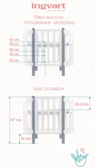 Детская кроватка - трансформер 5в1 - Ingvart Nika (Белый) - Фото 7