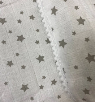 Плед 90х77 см, Муслин - Eldoll Звездочки (Белый) - Фото 1