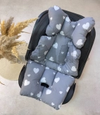 Матрас в прогулочную коляску Panda С сердечками Серый