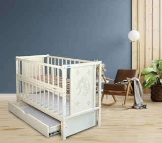 Кроватка детская Доминанта Матуся с ящиком, маятником 120×60 см Слоновая кость - Фото 2