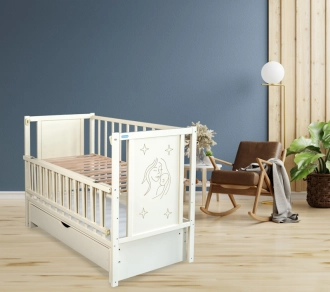 Кроватка детская Доминанта Матуся с ящиком, маятником 120×60 см Слоновая кость - Фото 3