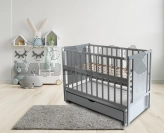 Кроватка детская Доминанта Матуся с ящиком, маятником 120×60 см Серый