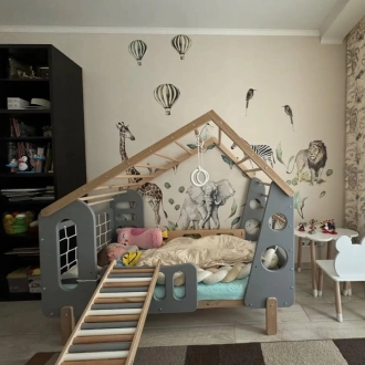 Кровать подростковая домик Tatko Play ЛБ416080 160×80 см Серый - Фото 3