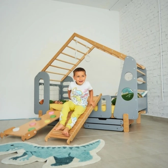 Кровать подростковая домик Tatko Play ЛБ416080 160×80 см Серый - Фото 7