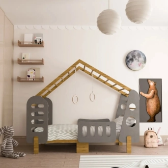 Кровать подростковая домик Tatko Play ЛБ416080 160×80 см Серый - Фото 9