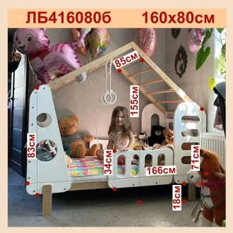Кровать подростковая домик Tatko Play ЛБ416080 160×80 см Белый - Фото 2
