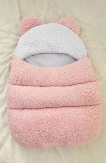 Комплект ШкодаМода с комбинезоном, спальником 56–62р, флис/мех тедди Розовый - Фото 1