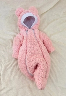 Комплект ШкодаМода с комбинезоном, спальником 56–62р, флис/мех тедди Розовый - Фото 2