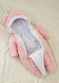 Комплект ШкодаМода с комбинезоном, спальником 56–62р, флис/мех тедди Розовый - Фото 3