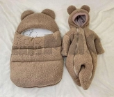 Комплект ШкодаМода с комбинезоном, спальником 62р, флис/мех тедди Бежевый