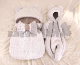 Комплект ШкодаМода с комбинезоном, спальником 56–62р, флис/мех тедди Молочный