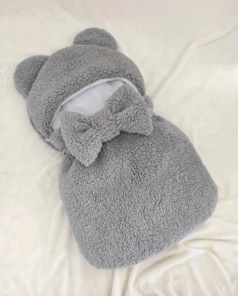 Комплект ШкодаМода с комбинезоном, спальником 56–62р, флис/мех тедди Серый - Фото 1