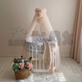 Балдахин на кроватку MSonya (Маленькая Соня) с помпонами Ваниль
