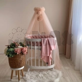 Балдахин на кроватку MSonya (Маленькая Соня) с помпонами Соня Светлая пудра