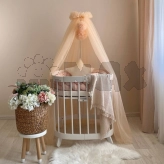 Балдахин на кроватку MSonya (Маленькая Соня) с помпонами Персиковый