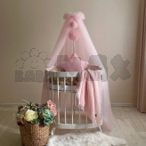 Балдахин на кроватку MSonya (Маленькая Соня) с помпонами Светло-розовый