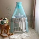 Балдахин на кроватку MSonya (Маленькая Соня) с помпонами Тифани