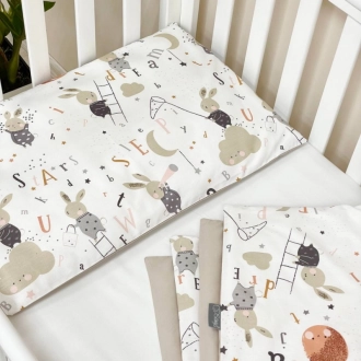 Комплект сменного белья MSonya (Маленькая Соня) Baby Mix Зайцы на лесенке 110×90 см Серый - Фото 2