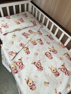 Комплект сменного белья Ведмедик Зайчик 120×90 см Розовый - Фото 1