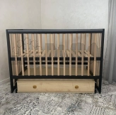 Кроватка детская Кузя София с ящиком, маятником 120×60 см Натуральный/антрацит