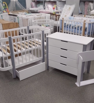 Комплект мебели DeSon Svitanok Кроватка и Комод-90 МДФ Бело-серый - Фото 1