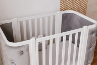 Кроватка детская Angelo LUNA с маятником 120×60 см Бело-серый - Фото 2