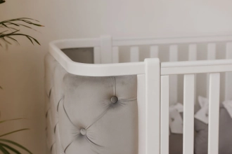 Кроватка детская Angelo LUNA с маятником 120×60 см Бело-серый - Фото 3